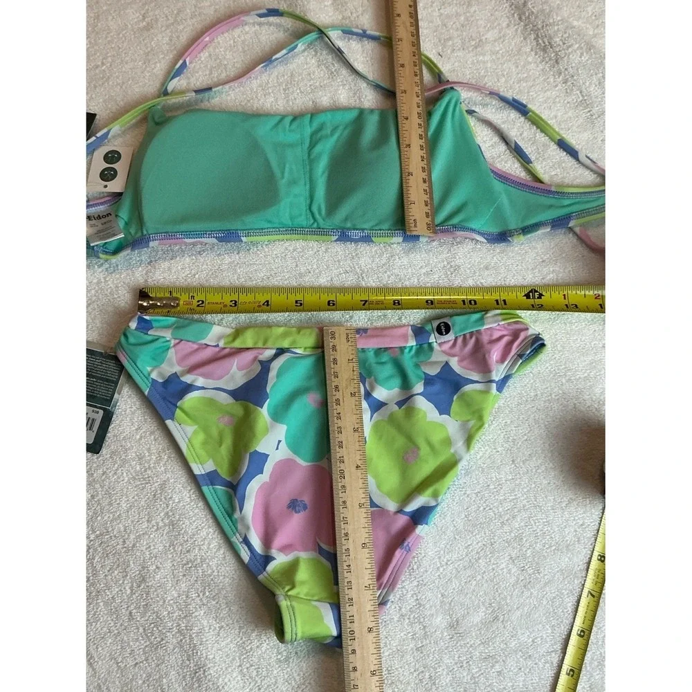 Bikini Set Eidon NWT 70's Pastel Floral S Bandeau XS V Low Rider